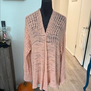 Free People Peach Open-Knit Cardigan